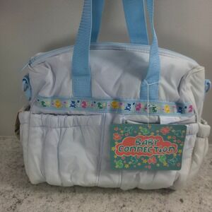 Baby Connection Vintage Diaper Bag Blue Pinstripe Teddy Bear Changing Pad NWT